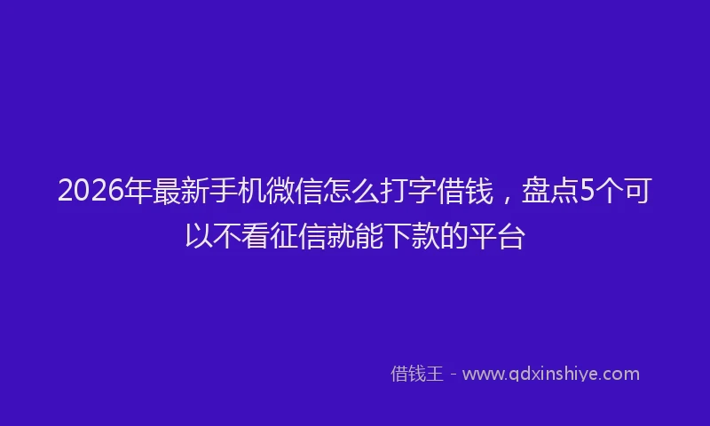 2026年最新手机微信怎么打字借钱，盘点5个可以不看征信就能下款的平台