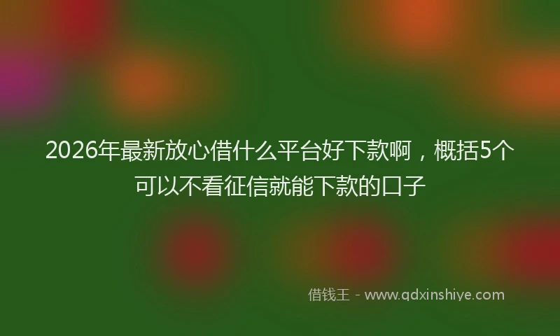 2026年最新放心借什么平台好下款啊，概括5个可以不看征信就能下款的口子