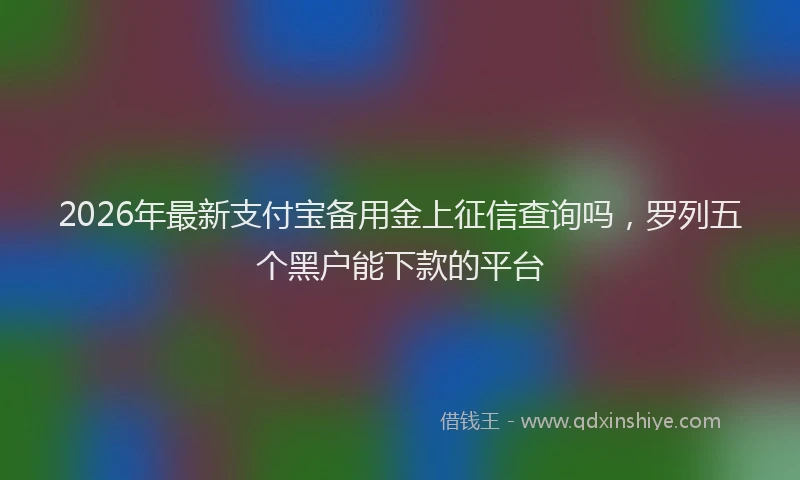 2026年最新支付宝备用金上征信查询吗，罗列五个黑户能下款的平台
