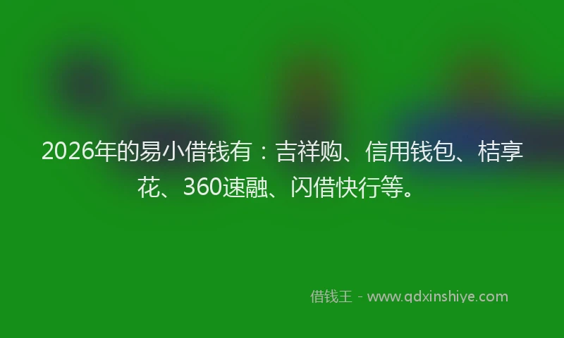2026年的易小借钱有：吉祥购、信用钱包、桔享花、360速融、闪借快行等。