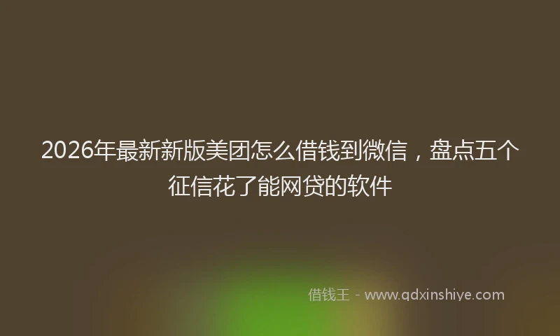 2026年最新新版美团怎么借钱到微信，盘点五个征信花了能网贷的软件