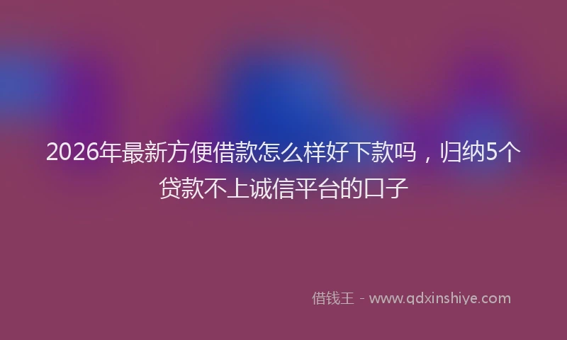 2026年最新方便借款怎么样好下款吗，归纳5个贷款不上诚信平台的口子