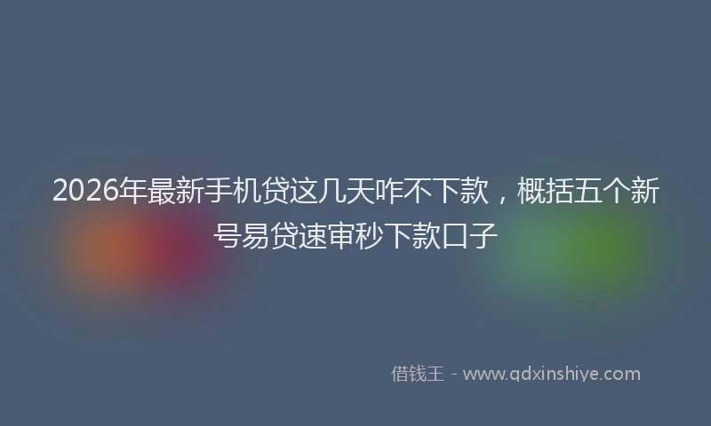 2026年最新手机贷这几天咋不下款，概括五个新号易贷速审秒下款口子