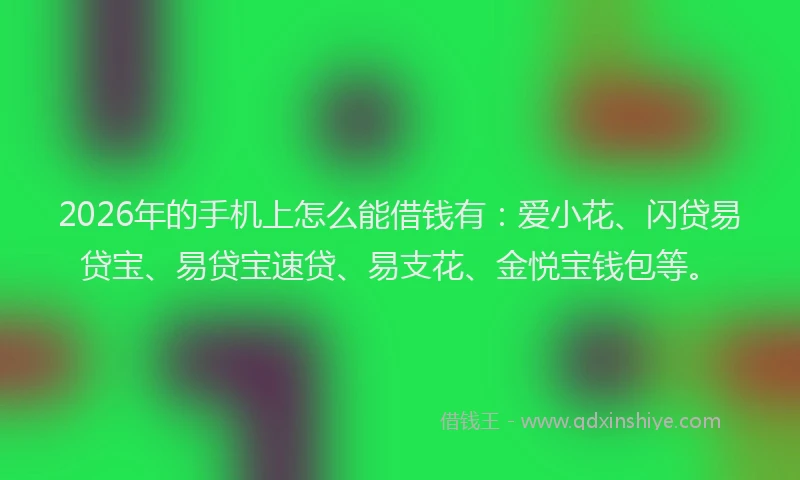 2026年的手机上怎么能借钱有：爱小花、闪贷易贷宝、易贷宝速贷、易支花、金悦宝钱包等。