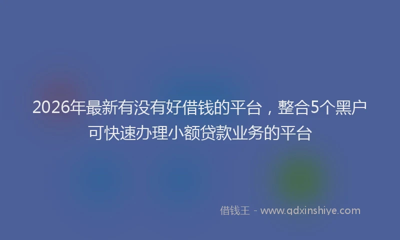 2026年最新有没有好借钱的平台，整合5个黑户可快速办理小额贷款业务的平台