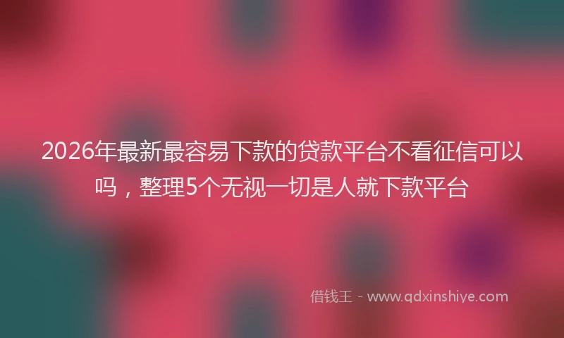 2026年最新最容易下款的贷款平台不看征信可以吗，整理5个无视一切是人就下款平台