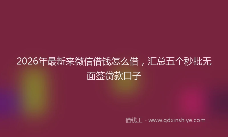 2026年最新来微信借钱怎么借，汇总五个秒批无面签贷款口子