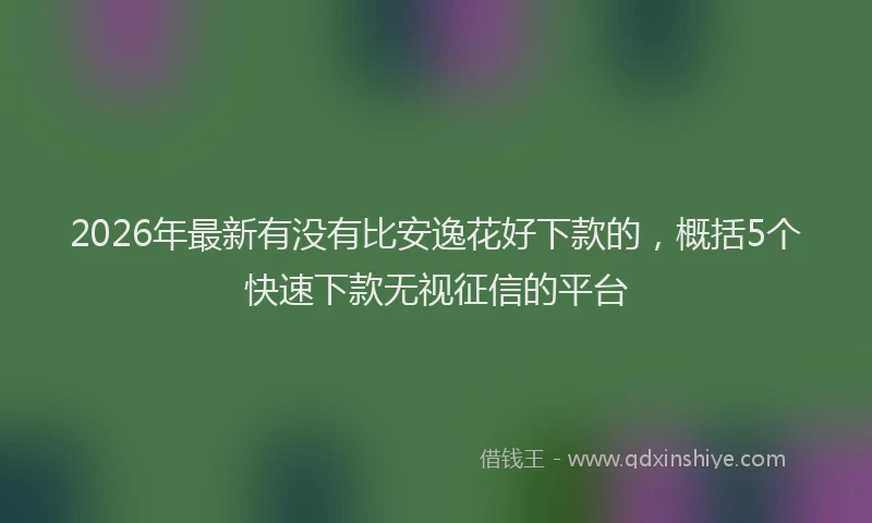 2026年最新有没有比安逸花好下款的，概括5个快速下款无视征信的平台