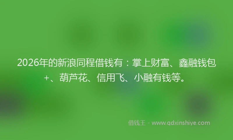 2026年的新浪同程借钱有：掌上财富、鑫融钱包+、葫芦花、信用飞、小融有钱等。
