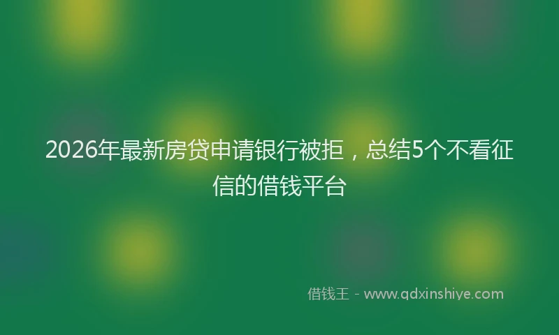 2026年最新房贷申请银行被拒，总结5个不看征信的借钱平台