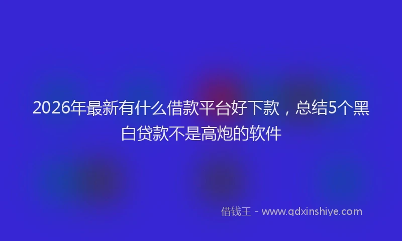 2026年最新有什么借款平台好下款，总结5个黑白贷款不是高炮的软件