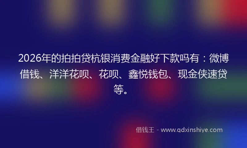 2026年的拍拍贷杭银消费金融好下款吗有：微博借钱、洋洋花呗、花呗、鑫悦钱包、现金侠速贷等。
