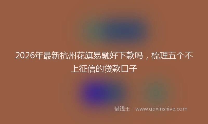 2026年最新杭州花旗易融好下款吗，梳理五个不上征信的贷款口子