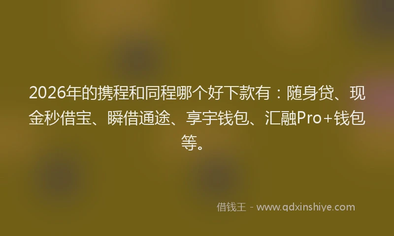 2026年的携程和同程哪个好下款有：随身贷、现金秒借宝、瞬借通途、享宇钱包、汇融Pro+钱包等。