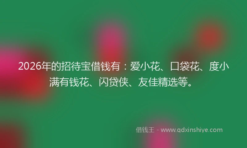 2026年的招待宝借钱有：爱小花、口袋花、度小满有钱花、闪贷侠、友佳精选等。