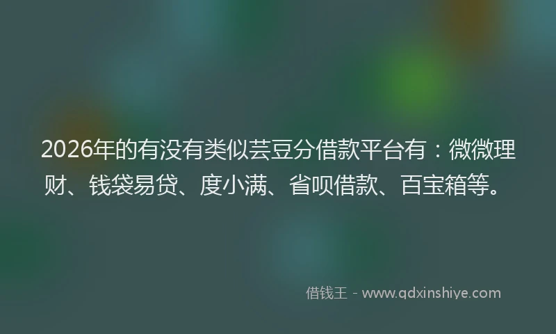 2026年的有没有类似芸豆分借款平台有：微微理财、钱袋易贷、度小满、省呗借款、百宝箱等。