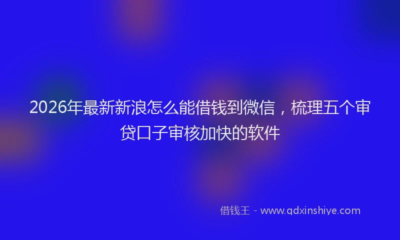 2026年最新新浪怎么能借钱到微信，梳理五个审贷口子审核加快的软件