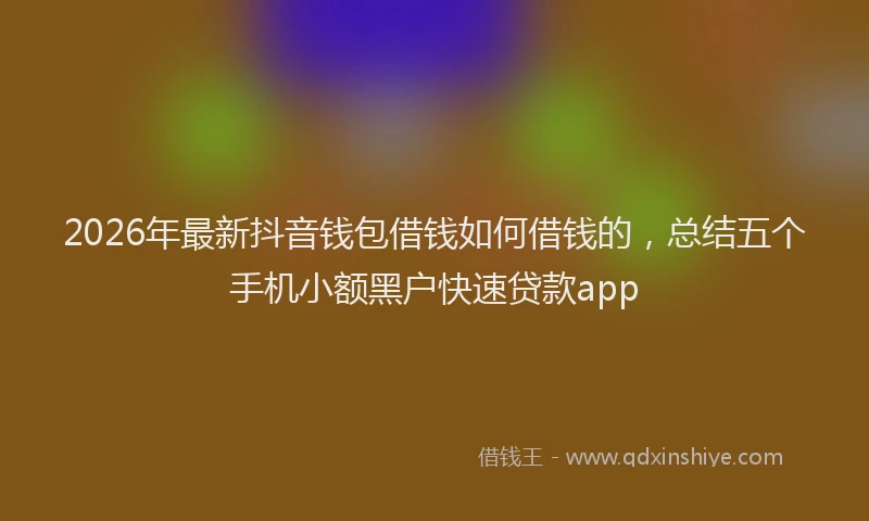 2026年最新抖音钱包借钱如何借钱的，总结五个手机小额黑户快速贷款app