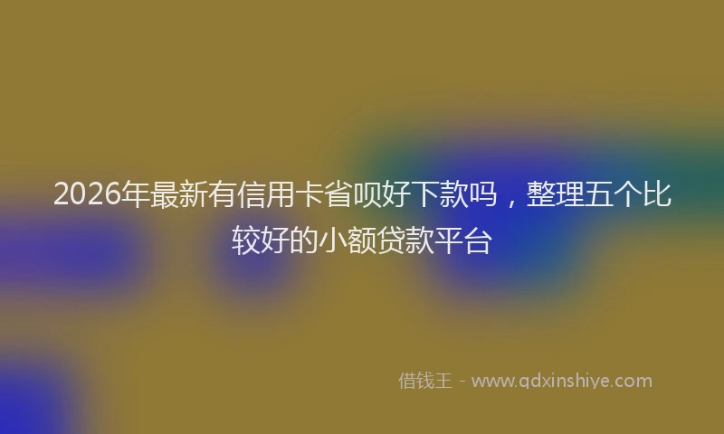 2026年最新有信用卡省呗好下款吗，整理五个比较好的小额贷款平台
