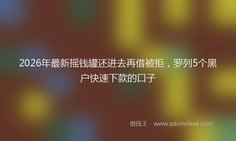 2026年最新摇钱罐还进去再借被拒，罗列5个黑户快速下款的口子