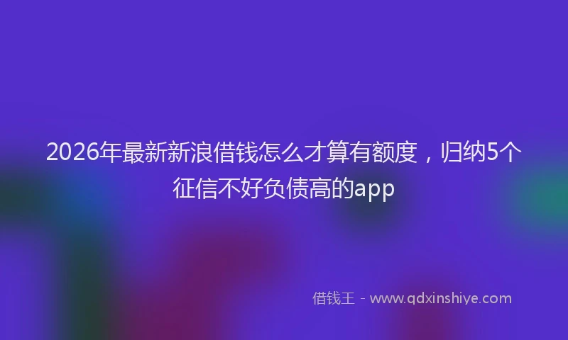 2026年最新新浪借钱怎么才算有额度，归纳5个征信不好负债高的app