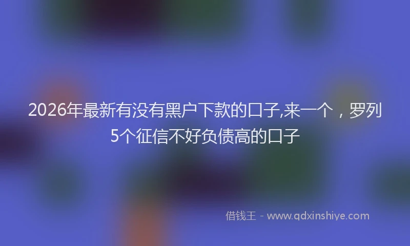 2026年最新有没有黑户下款的口子,来一个，罗列5个征信不好负债高的口子
