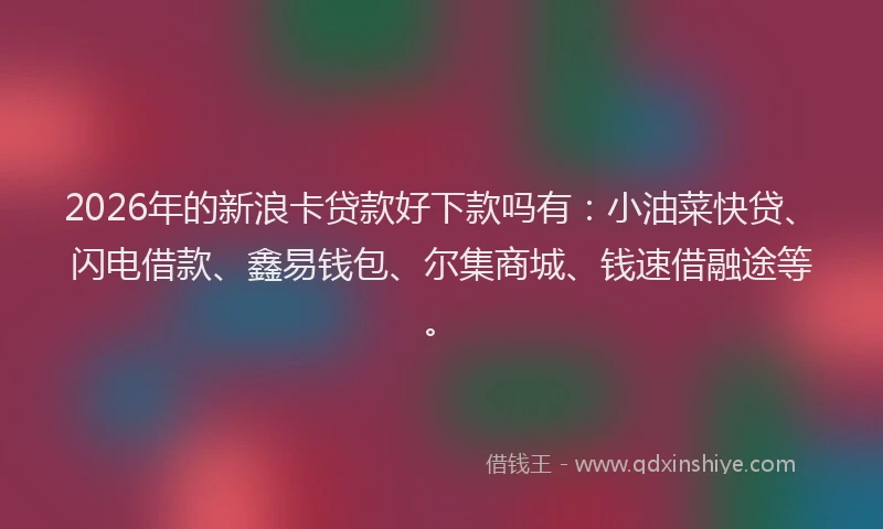 2026年的新浪卡贷款好下款吗有：小油菜快贷、闪电借款、鑫易钱包、尔集商城、钱速借融途等。