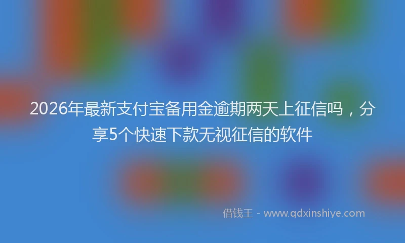 2026年最新支付宝备用金逾期两天上征信吗，分享5个快速下款无视征信的软件