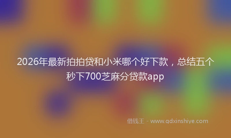 2026年最新拍拍贷和小米哪个好下款，总结五个秒下700芝麻分贷款app