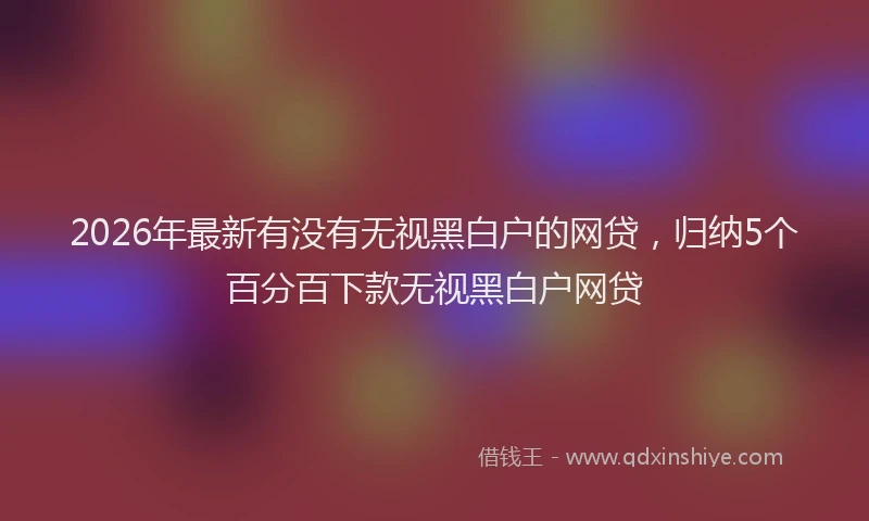 2026年最新有没有无视黑白户的网贷，归纳5个百分百下款无视黑白户网贷