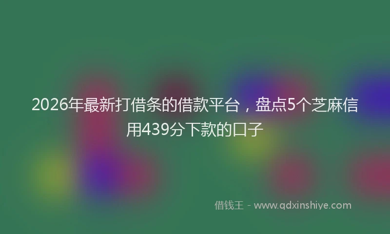2026年最新打借条的借款平台，盘点5个芝麻信用439分下款的口子