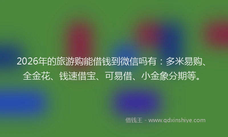 2026年的旅游购能借钱到微信吗有：多米易购、全金花、钱速借宝、可易借、小金象分期等。