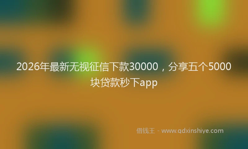 2026年最新无视征信下款30000，分享五个5000块贷款秒下app