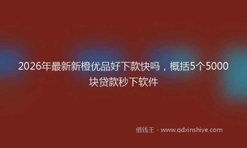 2026年最新新橙优品好下款快吗，概括5个5000块贷款秒下软件