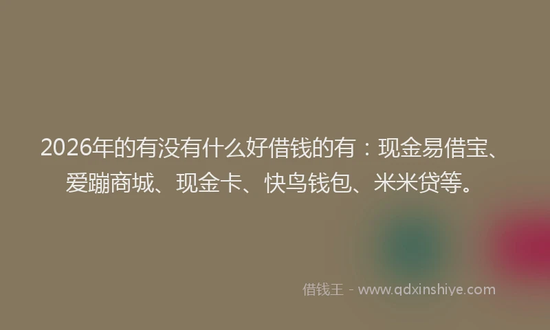 2026年的有没有什么好借钱的有：现金易借宝、爱蹦商城、现金卡、快鸟钱包、米米贷等。