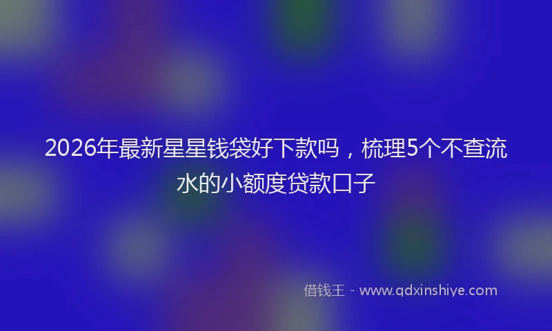 2026年最新星星钱袋好下款吗，梳理5个不查流水的小额度贷款口子