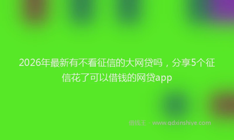 2026年最新有不看征信的大网贷吗，分享5个征信花了可以借钱的网贷app