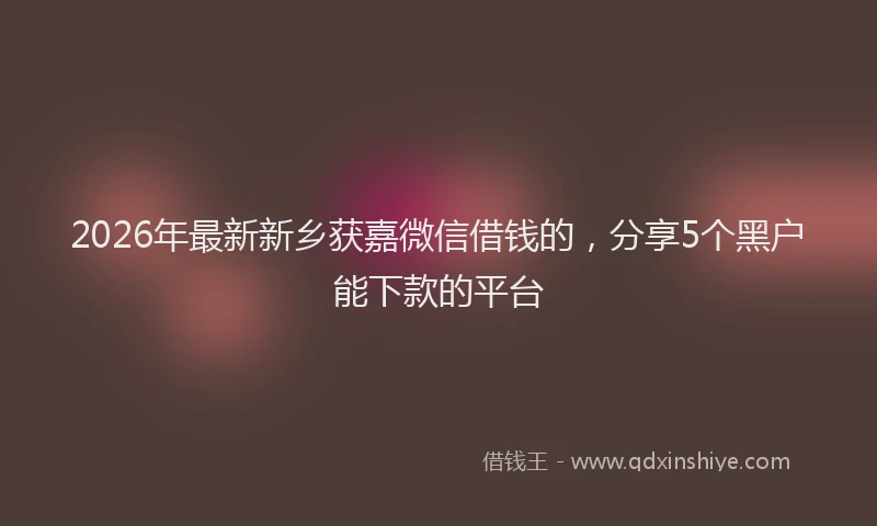 2026年最新新乡获嘉微信借钱的，分享5个黑户能下款的平台
