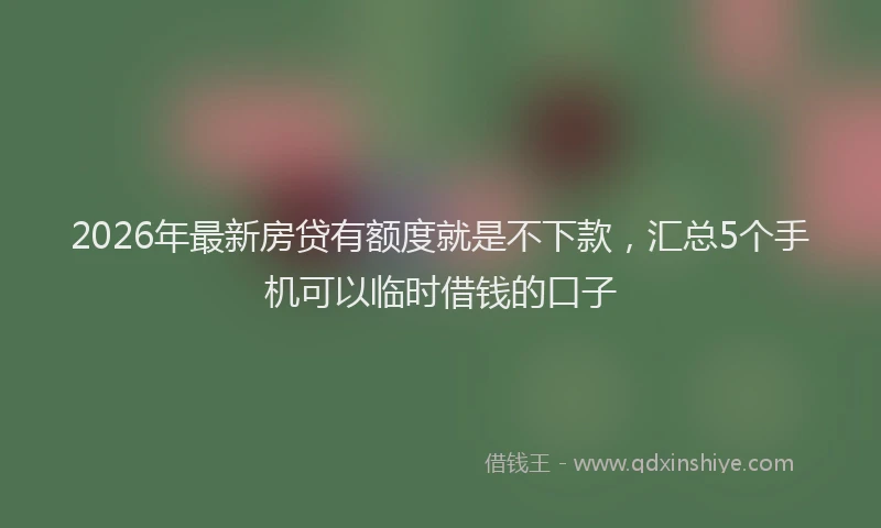 2026年最新房贷有额度就是不下款，汇总5个手机可以临时借钱的口子