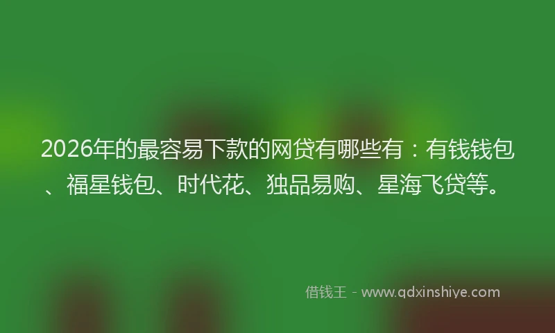 2026年的最容易下款的网贷有哪些有：有钱钱包、福星钱包、时代花、独品易购、星海飞贷等。