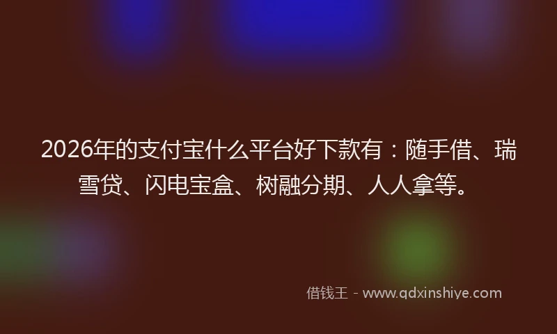2026年的支付宝什么平台好下款有：随手借、瑞雪贷、闪电宝盒、树融分期、人人拿等。