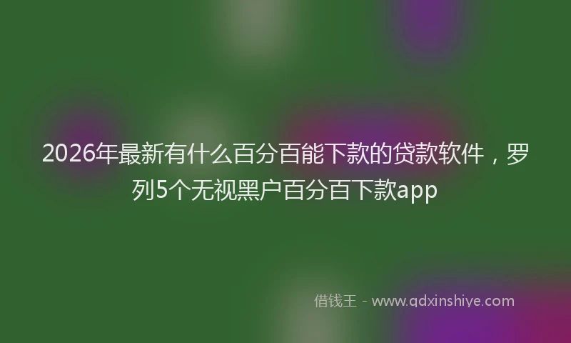 2026年最新有什么百分百能下款的贷款软件，罗列5个无视黑户百分百下款app