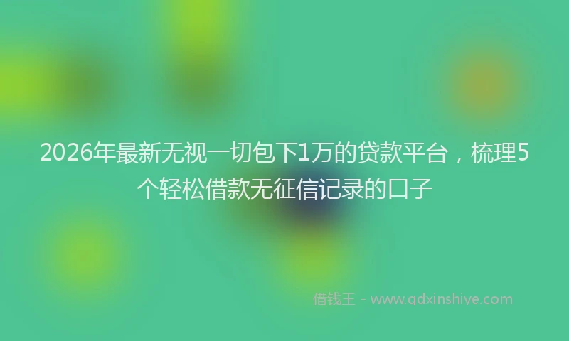 2026年最新无视一切包下1万的贷款平台，梳理5个轻松借款无征信记录的口子
