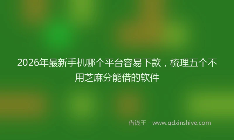 2026年最新手机哪个平台容易下款，梳理五个不用芝麻分能借的软件