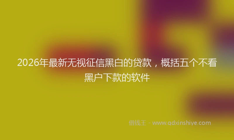 2026年最新无视征信黑白的贷款，概括五个不看黑户下款的软件