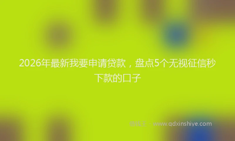 2026年最新我要申请贷款，盘点5个无视征信秒下款的口子