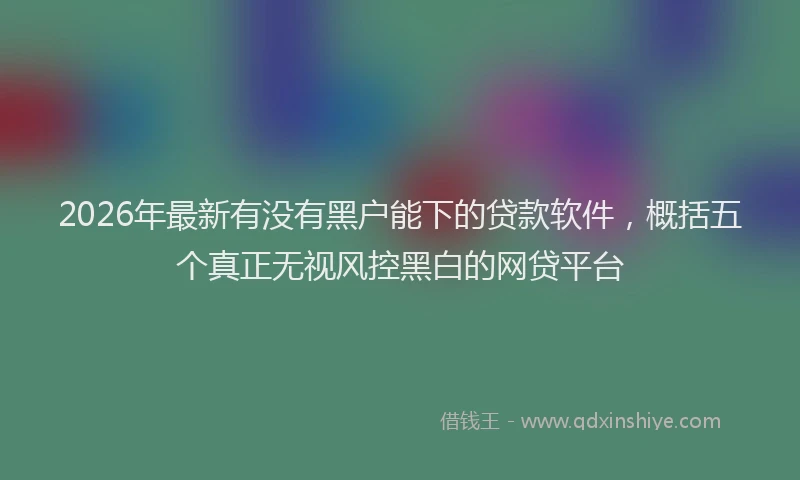 2026年最新有没有黑户能下的贷款软件，概括五个真正无视风控黑白的网贷平台