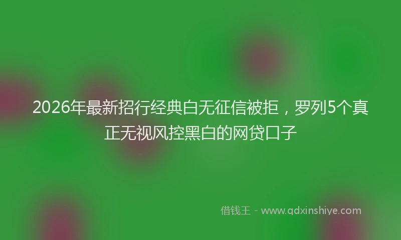 2026年最新招行经典白无征信被拒，罗列5个真正无视风控黑白的网贷口子