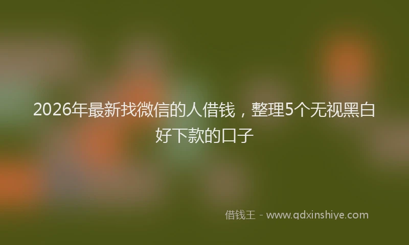 2026年最新找微信的人借钱，整理5个无视黑白好下款的口子