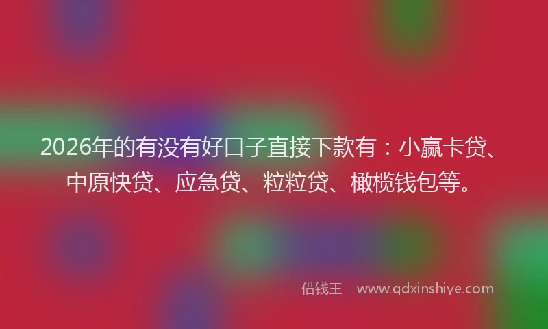 2026年的有没有好口子直接下款有：小赢卡贷、中原快贷、应急贷、粒粒贷、橄榄钱包等。